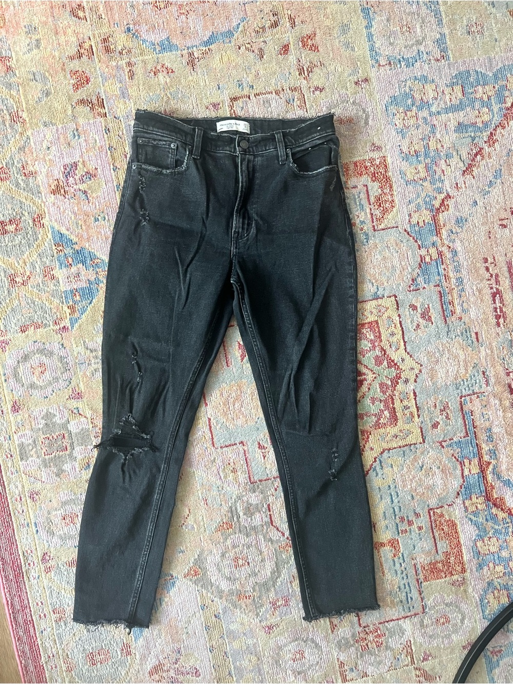 Abercrombie & Fitch The Skinny High Rise Black denim jeans size 27